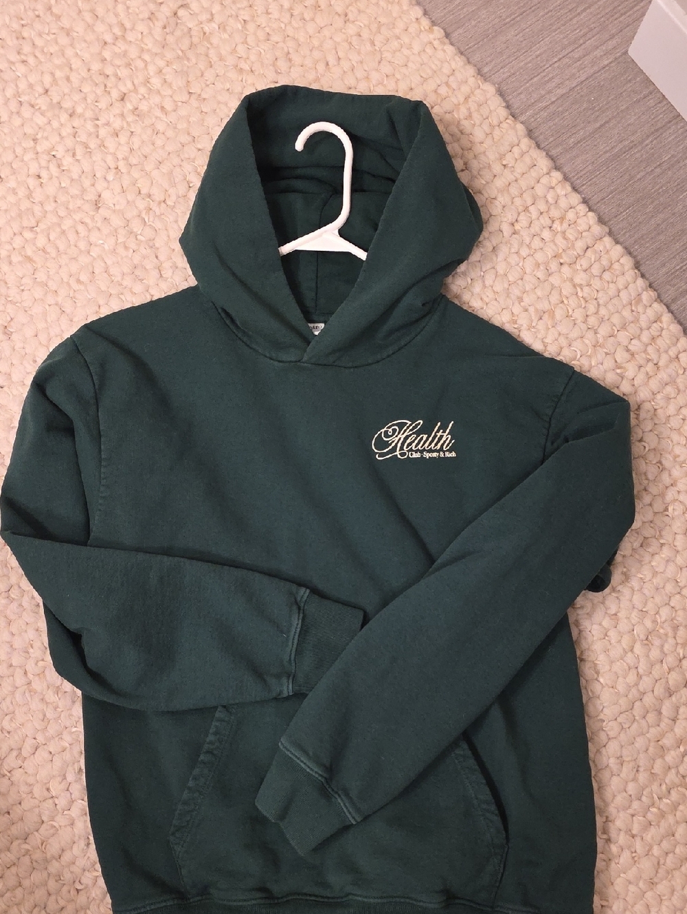 Sporty And Rich Health Script Green Hooded Sweatshirt - Small